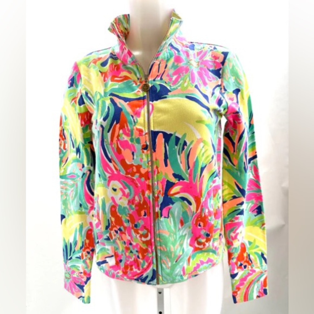 LILLY PULITZER Reagan Full Zip Banana Zipper Sweater Sweatshirt Small 4 6 NWT